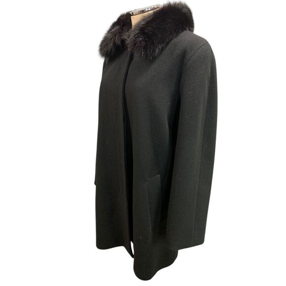 Size 10 Forecaster Womens Black Wool Blend Coat Faux Fur Collar Vintage - Picture 3 of 12